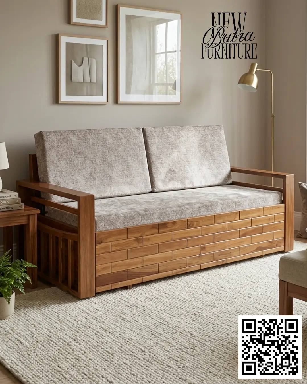 solid sheesham wood sofa cum bed