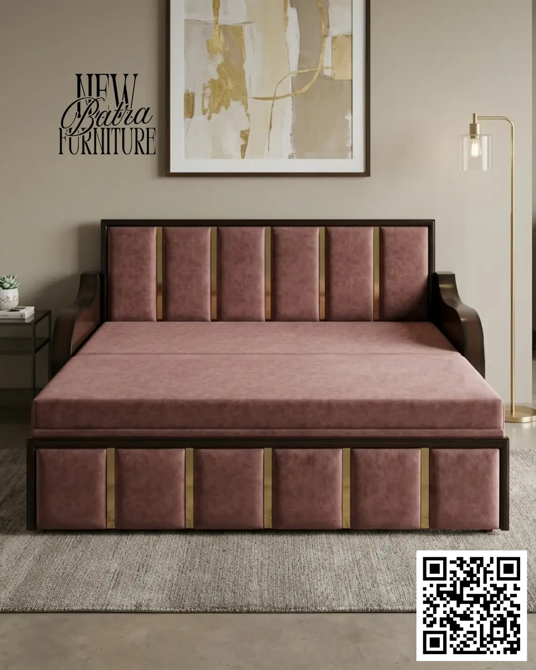 wooden sofa double bed