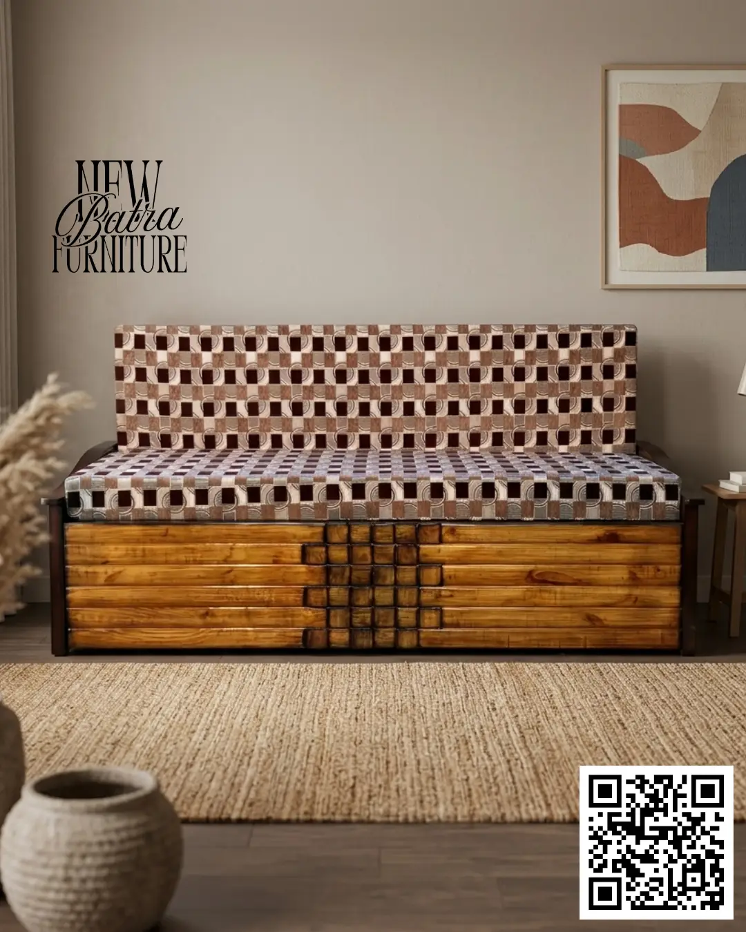 dark wood detailing Sofa Com Bed