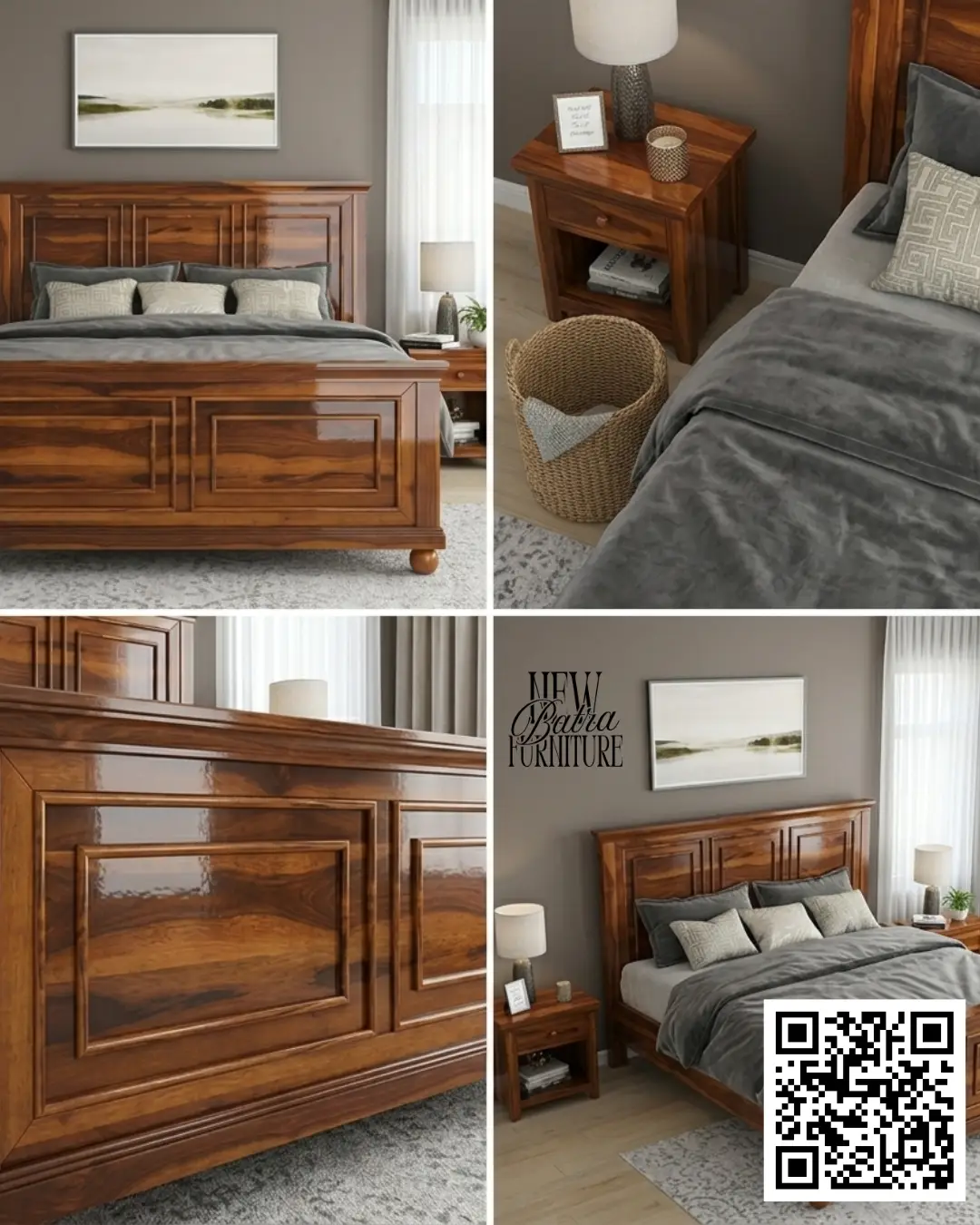 Wooden King Size Bed view 2