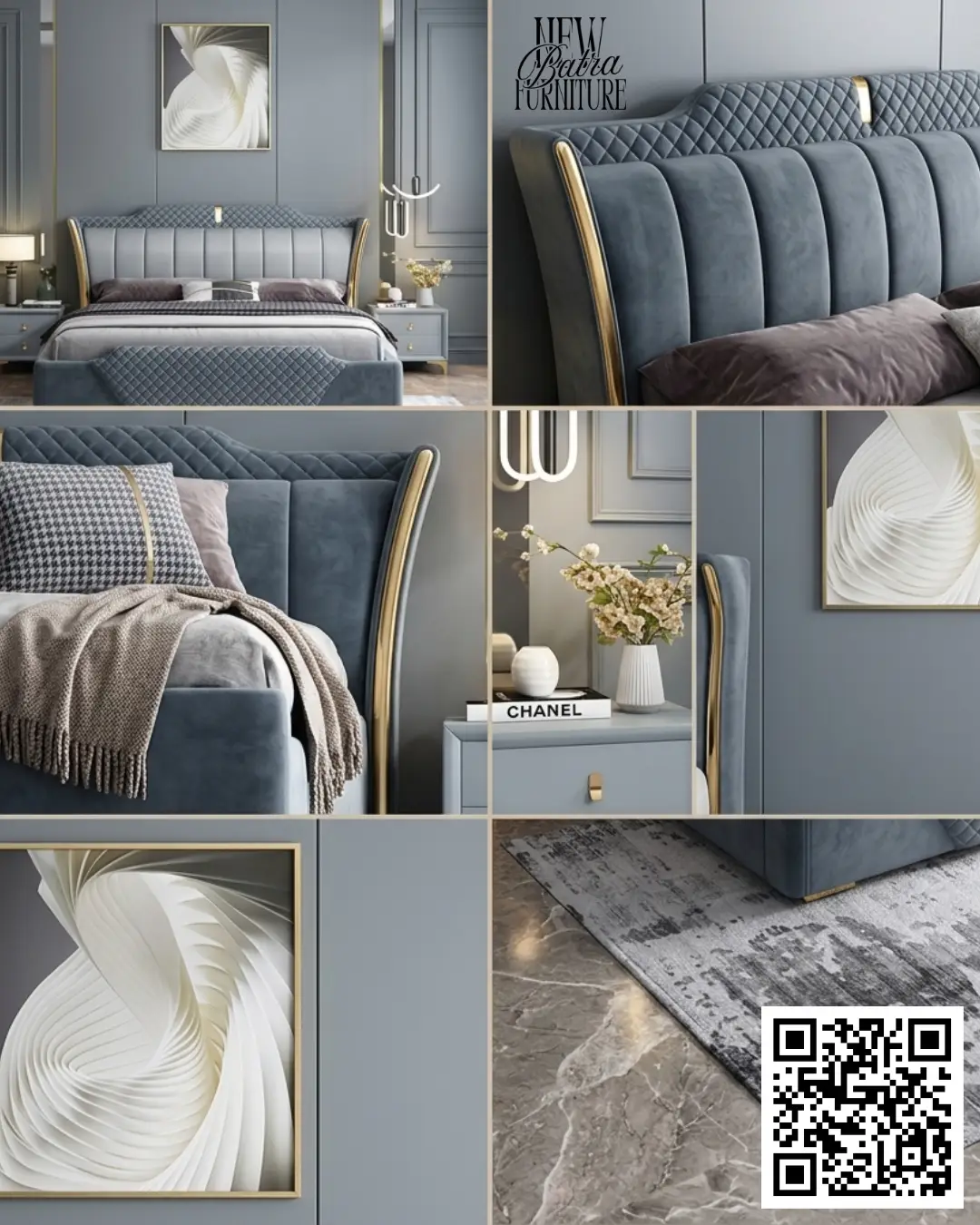Beautiful Elegant Velvet Bed view 2