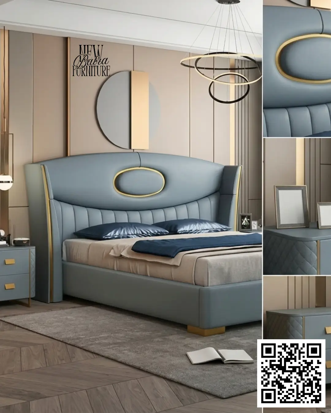 Stylish Blue Bed view 2
