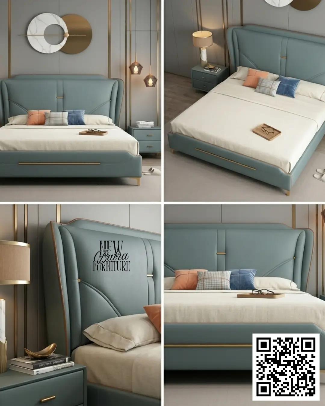 Contemporary Blue Bed by New Batra Furniture view 2