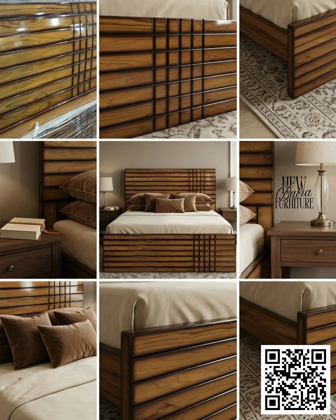 Horizontal slatted headboard view 2