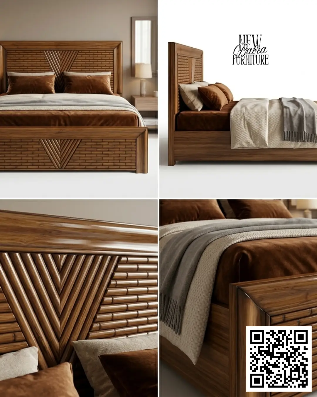 V-shaped textured headboard. view 2