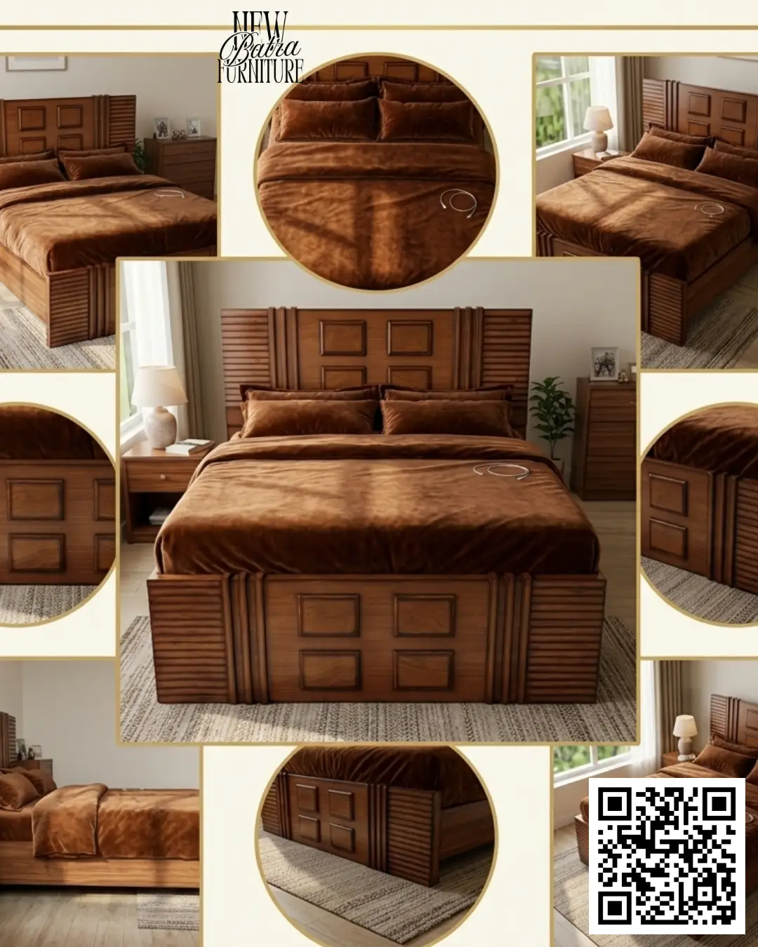 Slatted and paneled headboard view 2