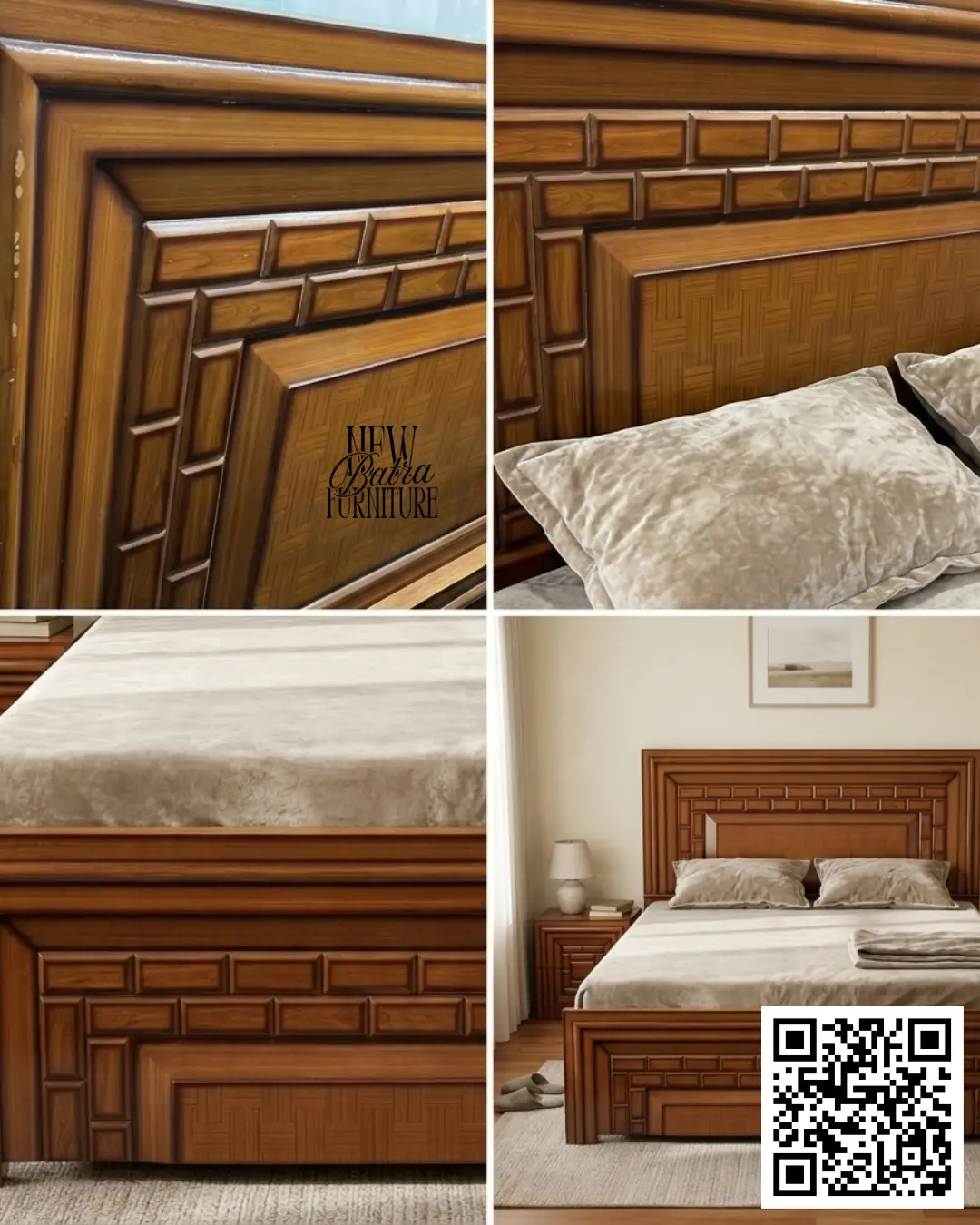 Distinctive brick-patterned headboard.- New Batra Furniture view 2