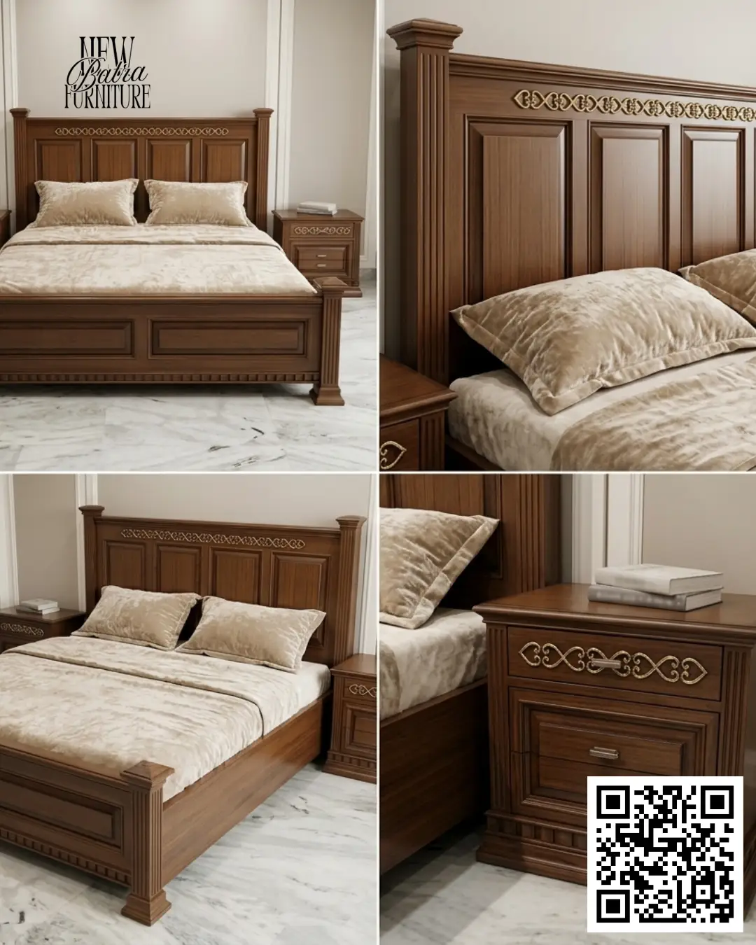 Intricate woodcarving on the headboard. view 2