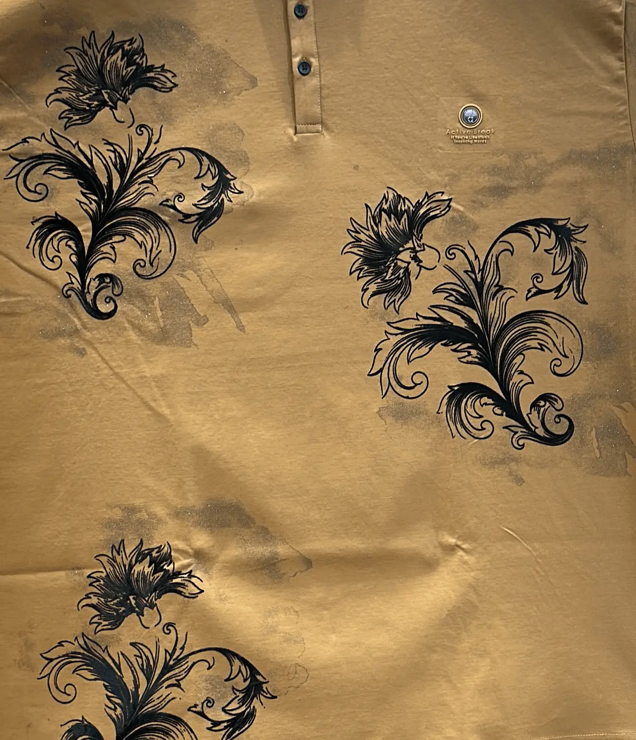 Stylish Brown Floral Polo Shirt view 2
