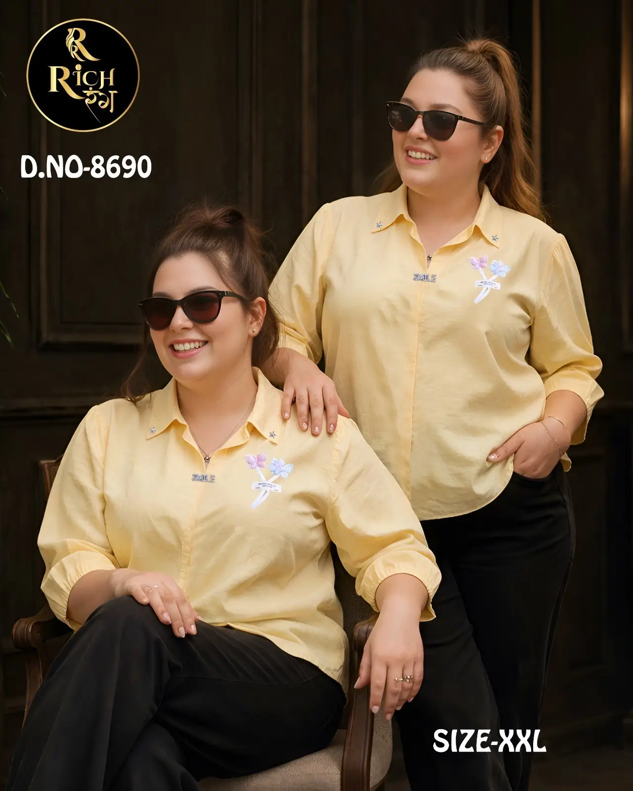 Trendy yellow casual shirt Style Plus size Top