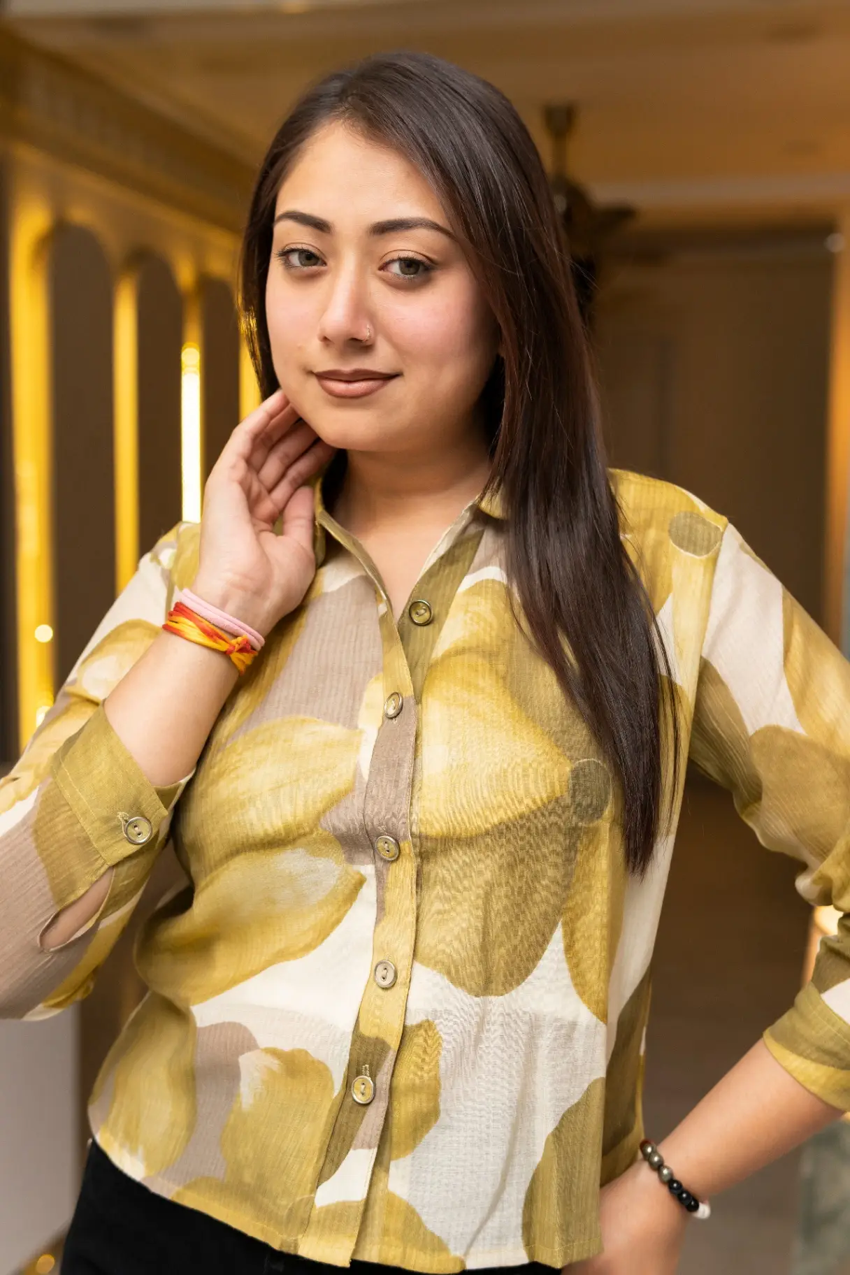 Leafy Sunshine Russian Silk Casual Shirt view 2