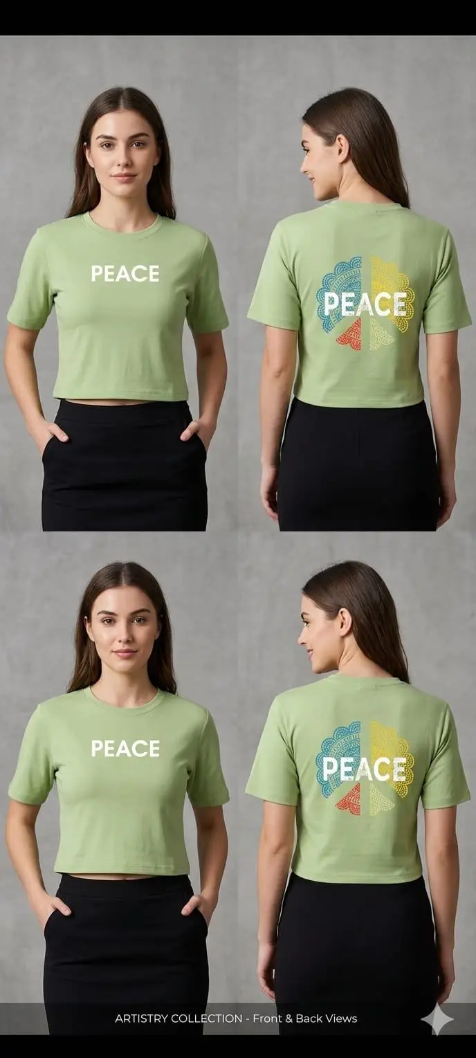 "Peace" Minimalist Graphic Crop T-shirt