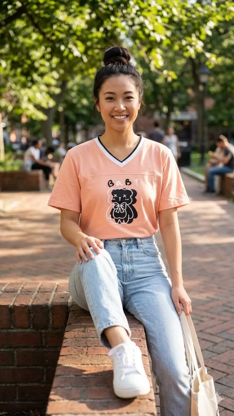 Sweet Peach Collegiate Graphic T-Shirt
