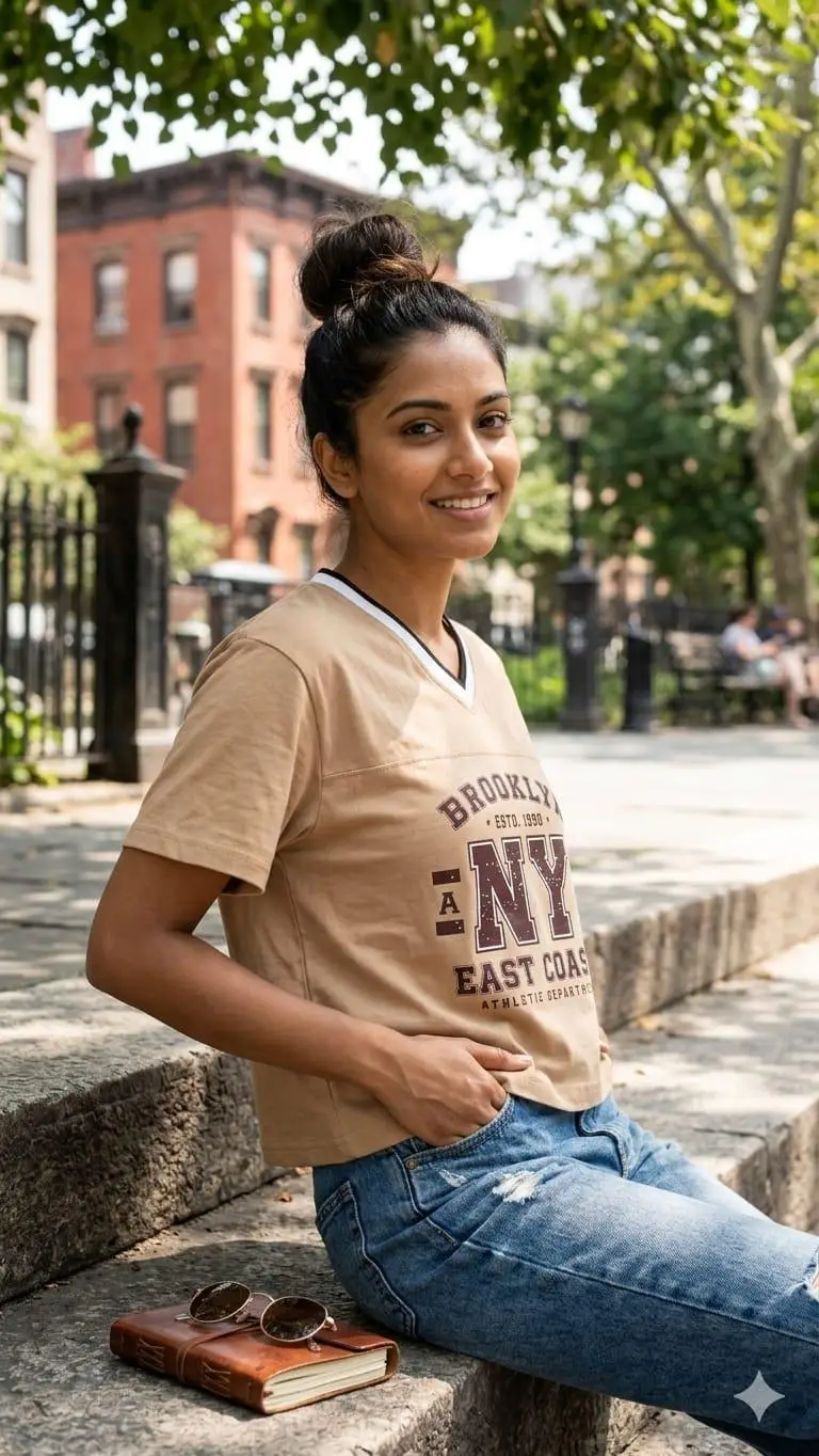Vintage Tan "Brooklyn" Varsity T-Shirt