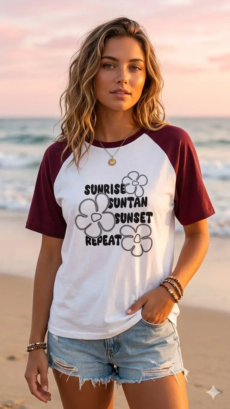 Summer Rhythm Floral Raglan T-shirt