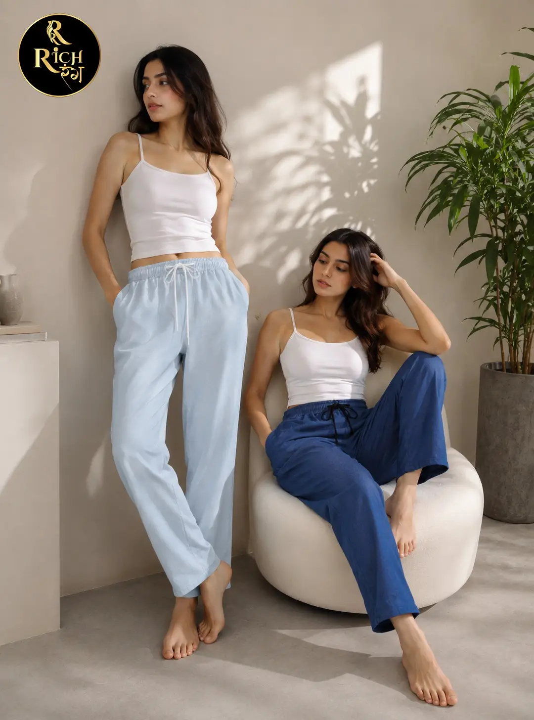 Breezy Wide-Leg Summer Slub Trousers