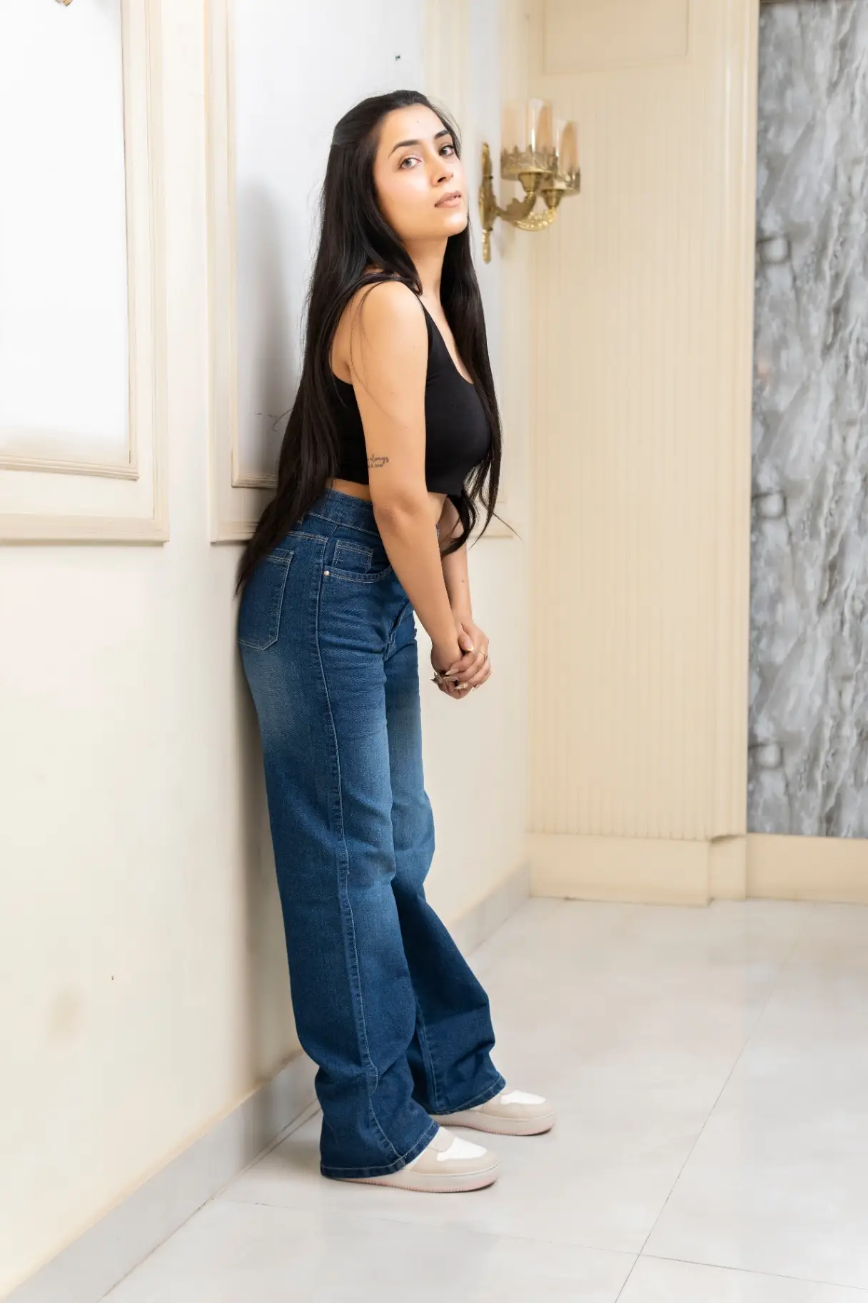 High-Rise Wide-Leg Jeans with Soft Thigh Highlight view 3