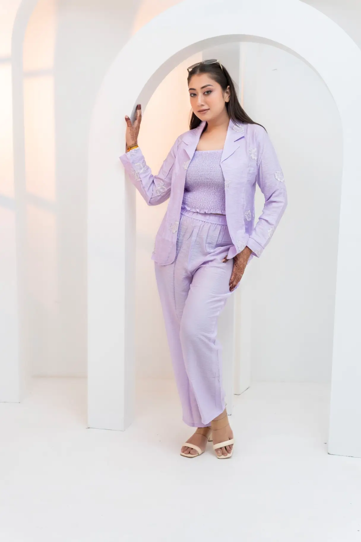 Pastel Lavender Three-Piece Co-ord Set with Blazer