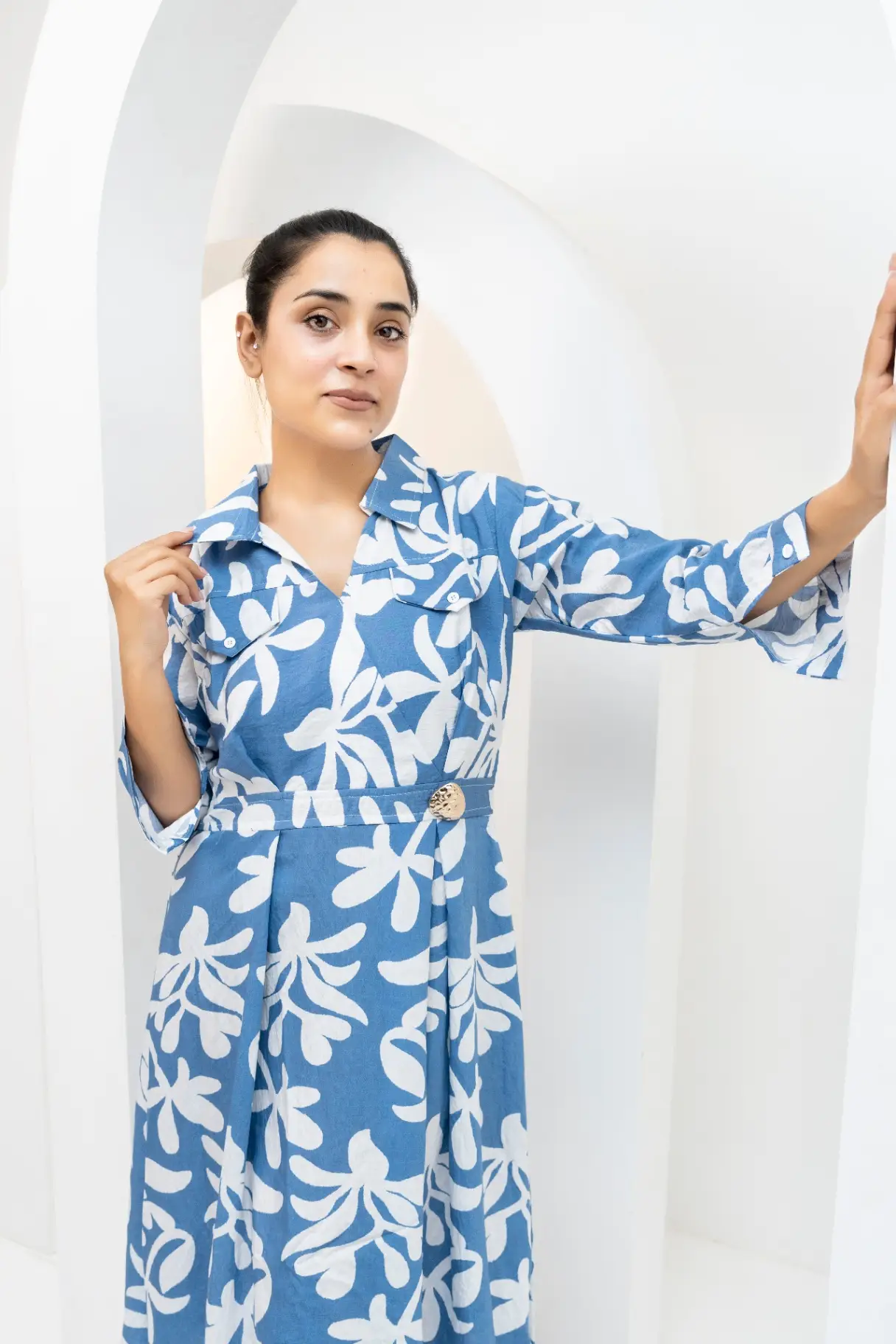 Cornflower Botanic Buckled Midi Dress view 2