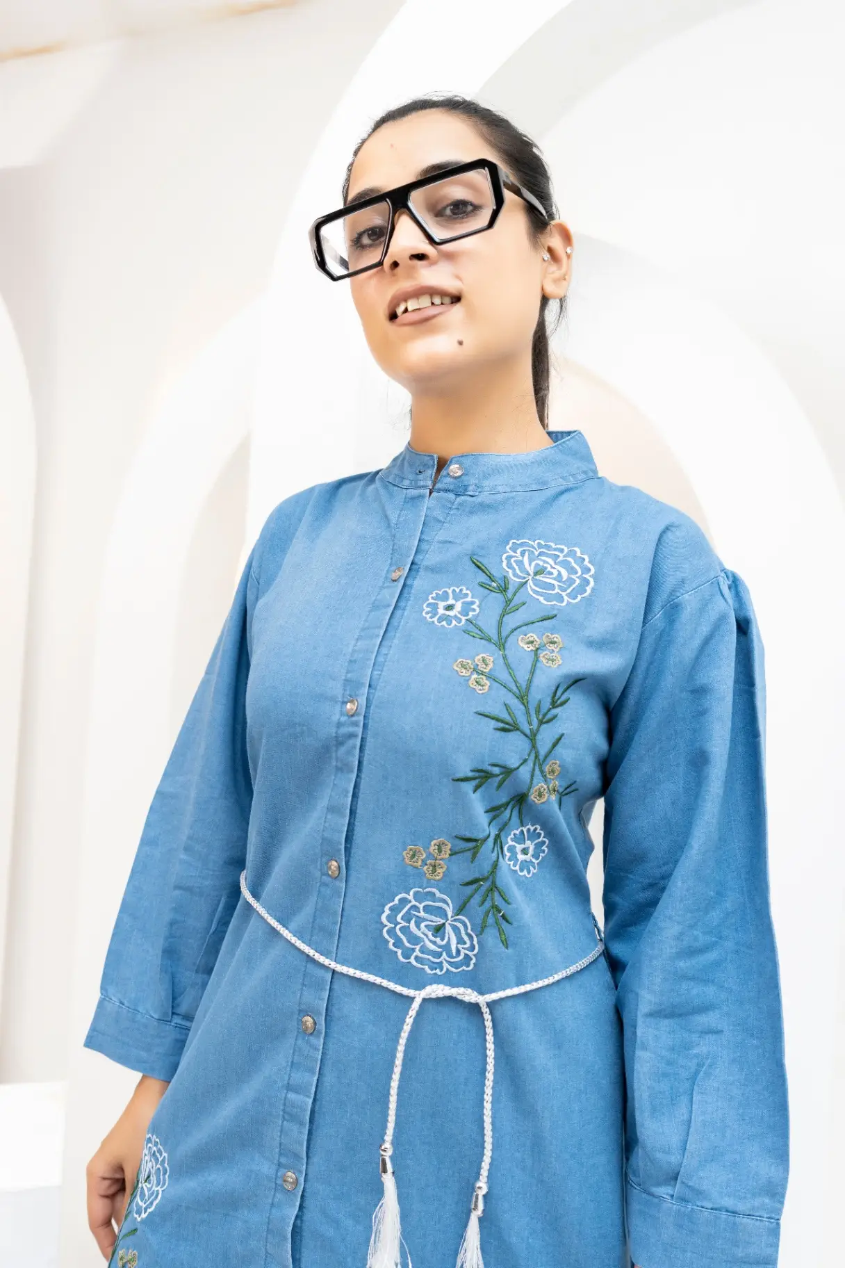 Indigo Meadow Embroidered Tunic Co-Ord Set view 2
