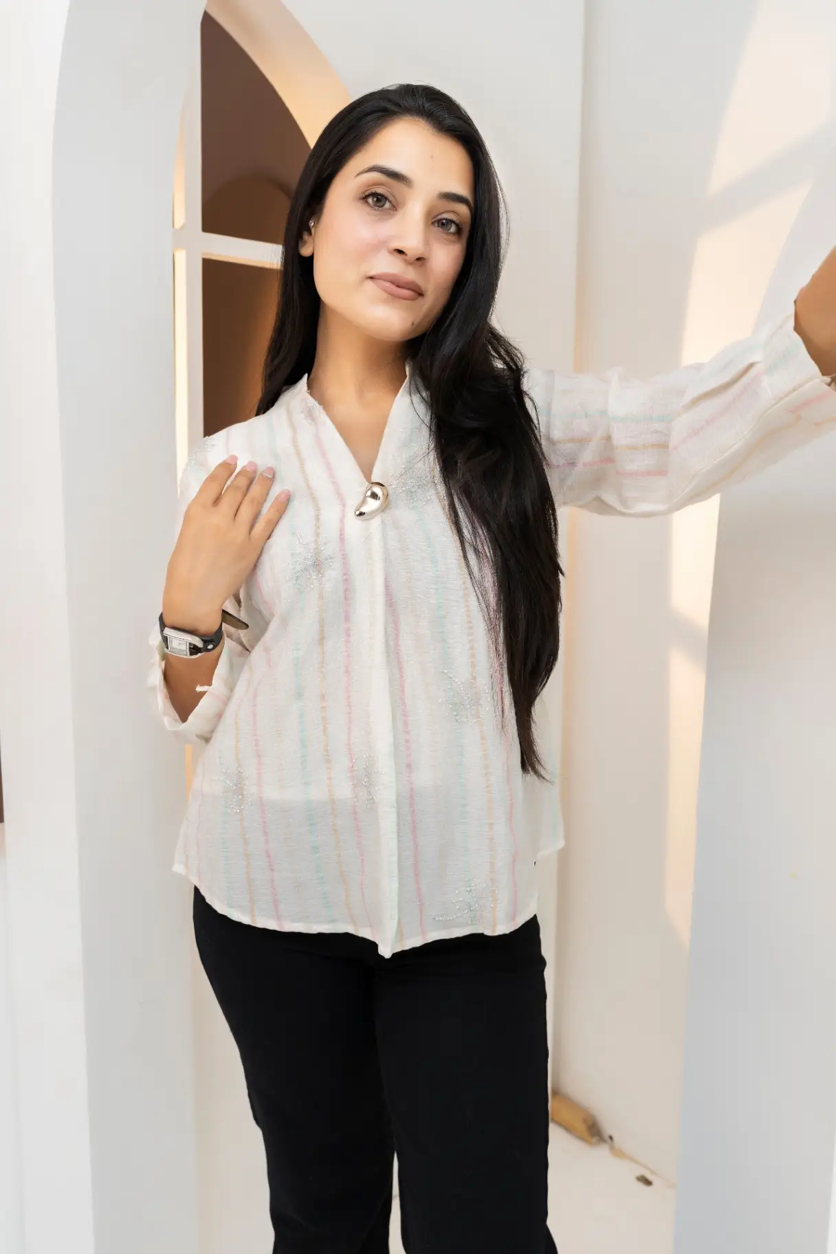 Ivory Horizon Pastel Striped top view 2