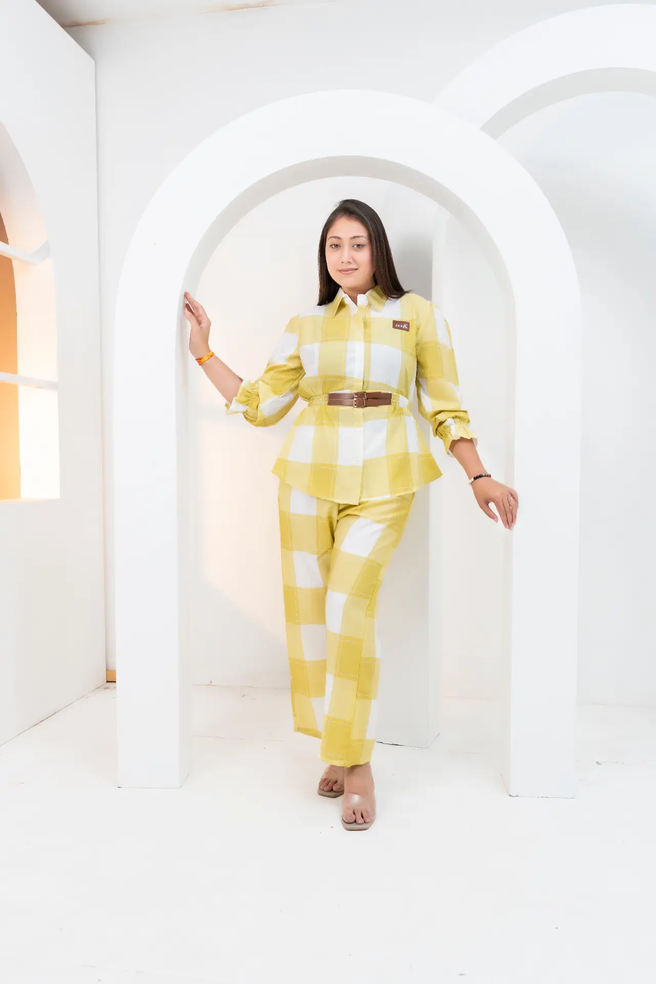Citrus Sorbet Gingham Check Belted Co-Ord Set