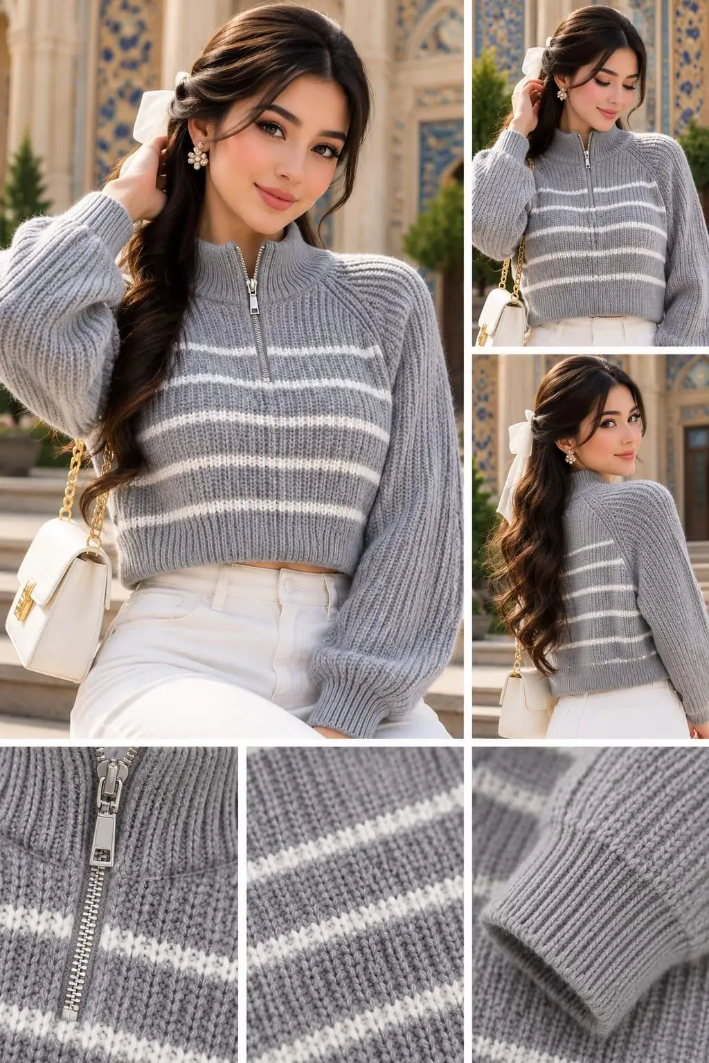 Cozy Heather Gray Quarter-Zip Woolen Top