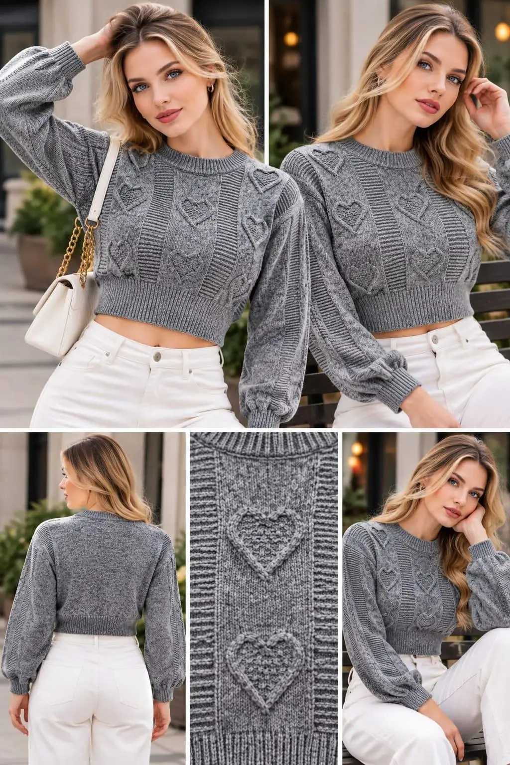 Midnight Crush Heart-Accent Ribbed Sweater