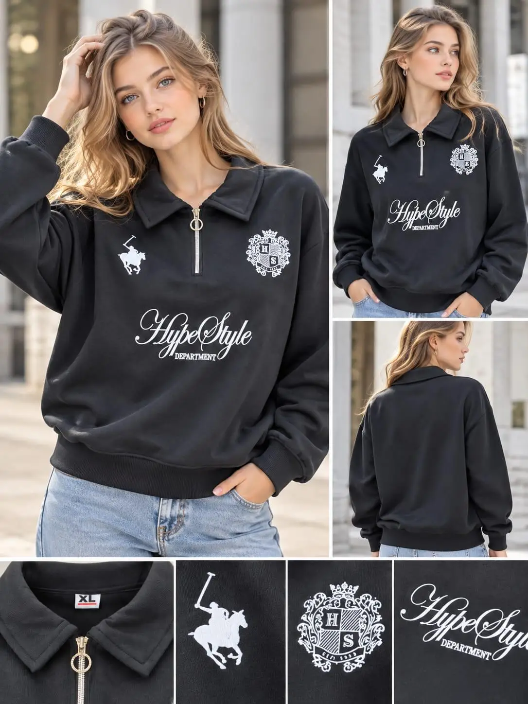 Core Black "Hype Style" Emblem Sweatshirt