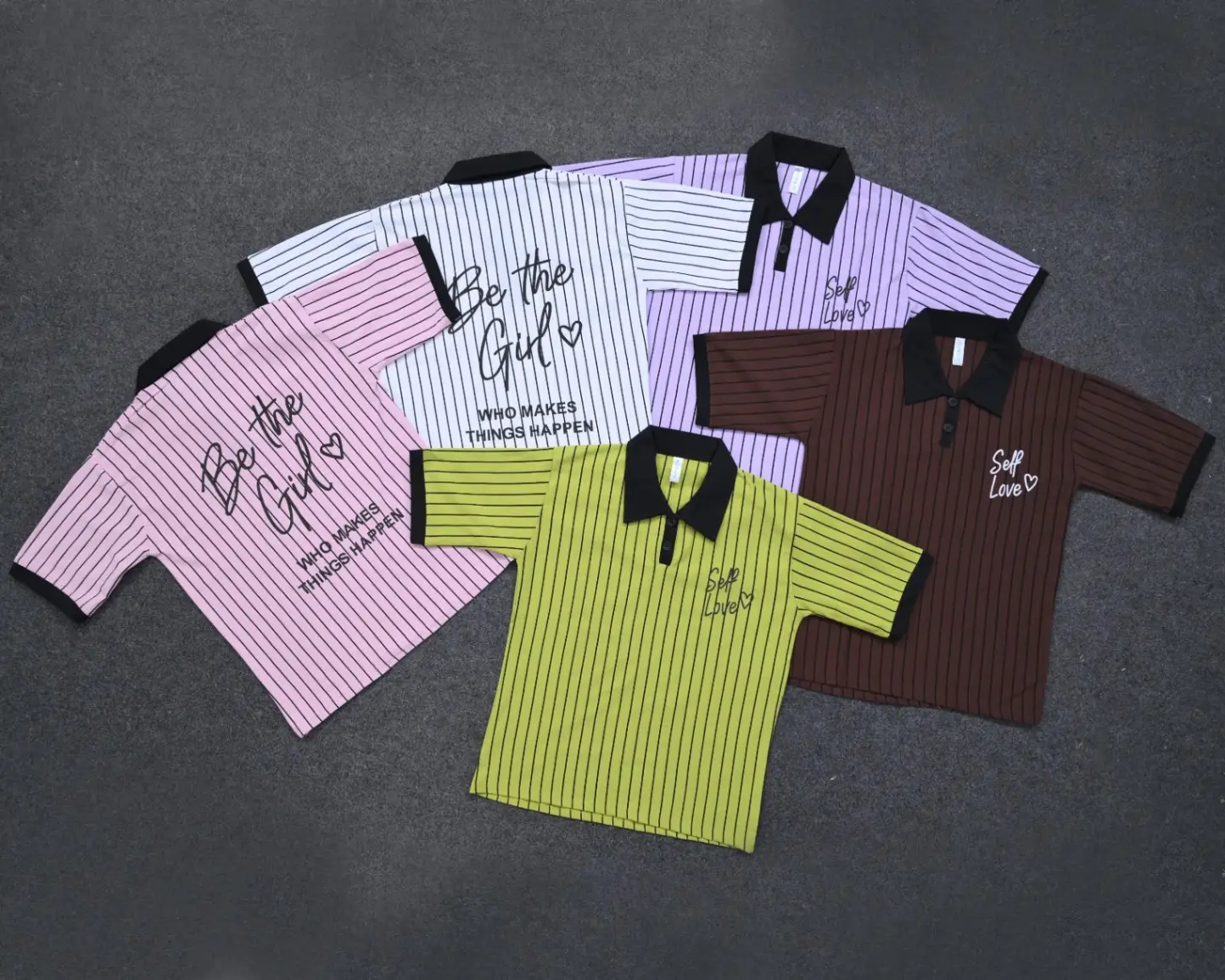 Urban Hype Pinstripe Oversized Graphic Polo view 3