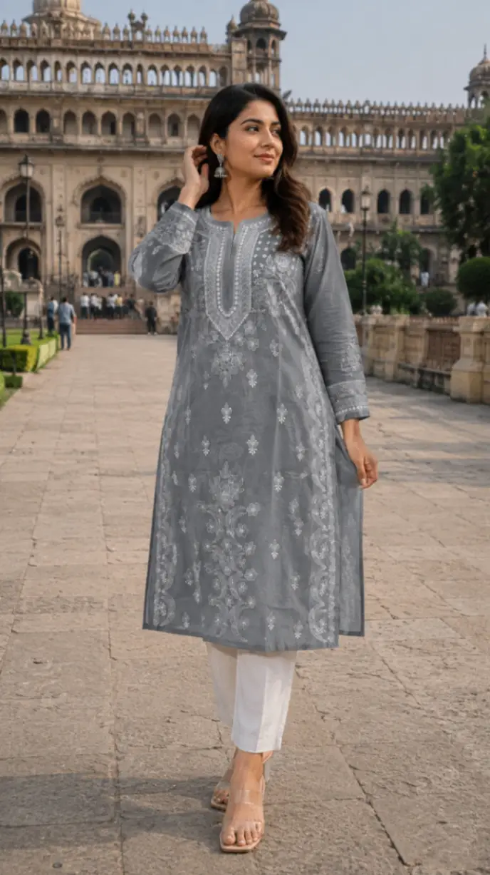 Chikankari Kurti view 2