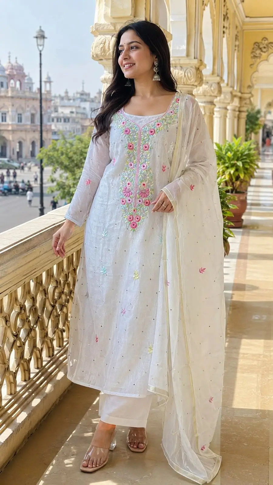 Chanderi Suit with Dupatta in Farsi work