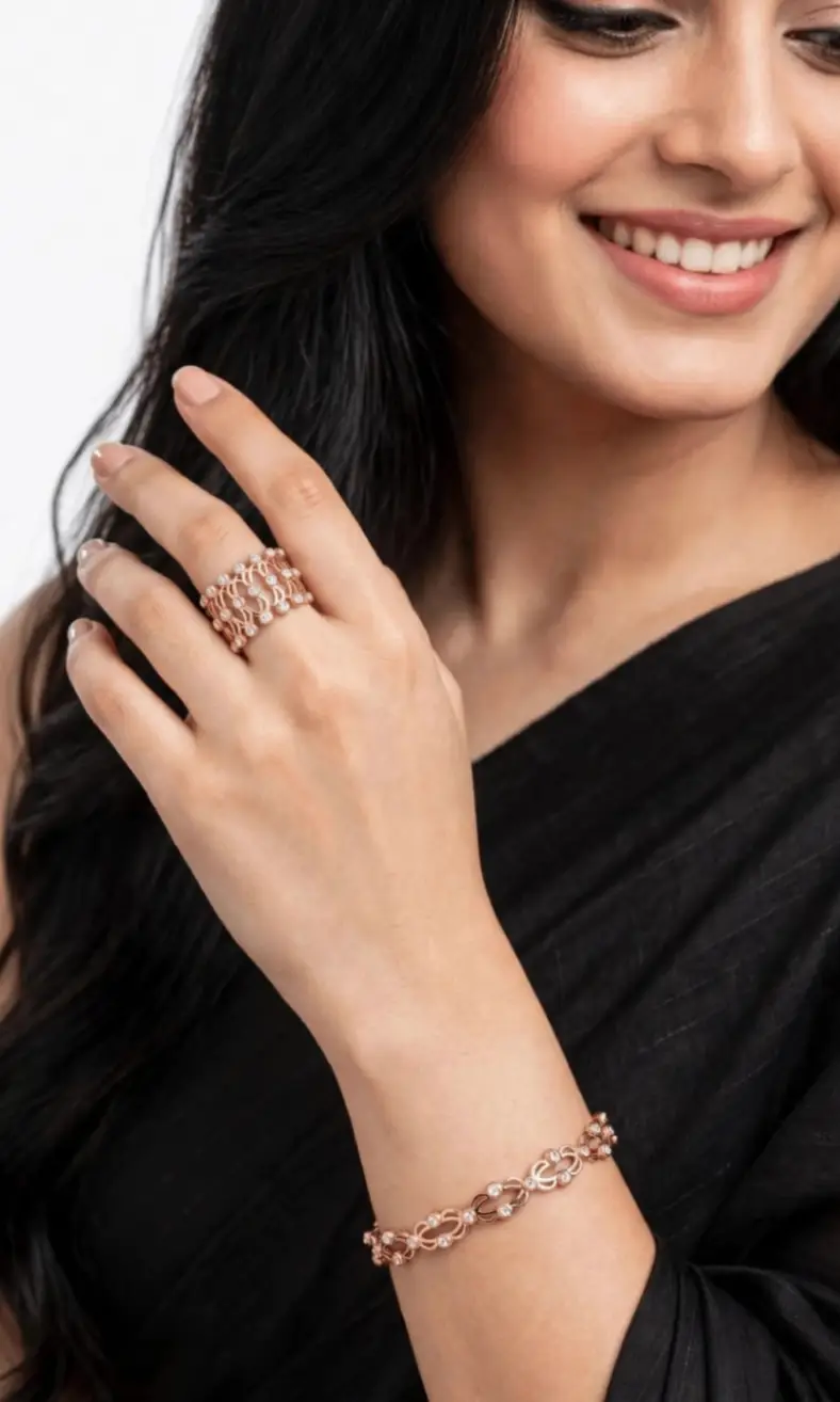 Elegant Silver Ring convertible Bangle Set view 2