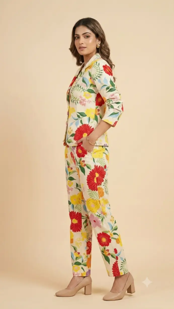 M Floral Blazer Set lurex cotton view 2