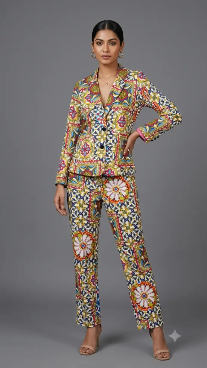 M Colorful Blazer Set