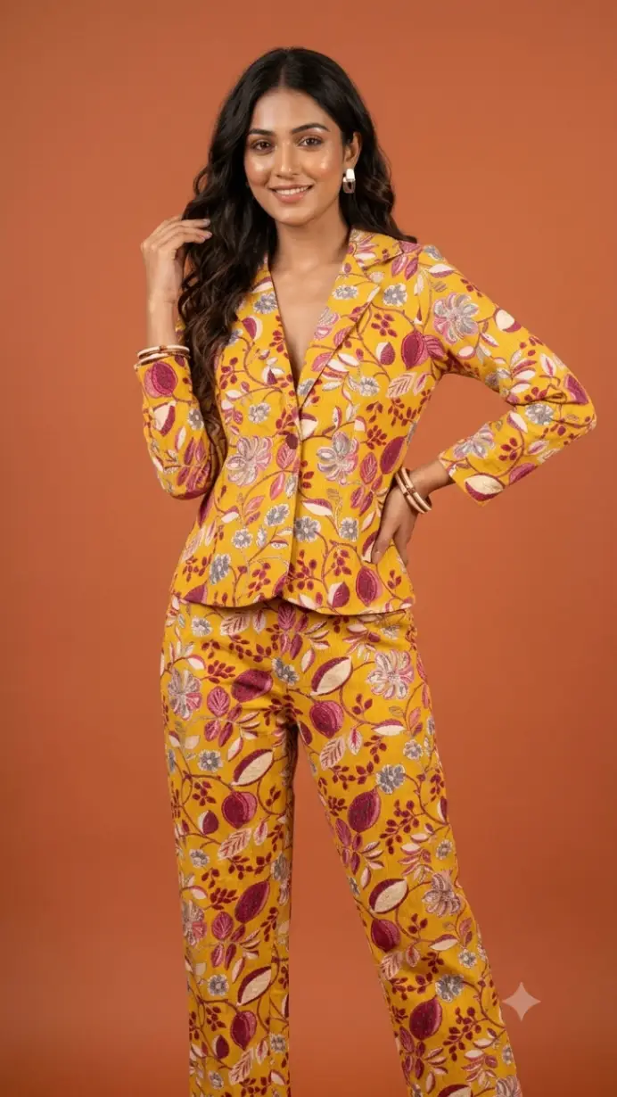 M Floral Pattern Blazer Set