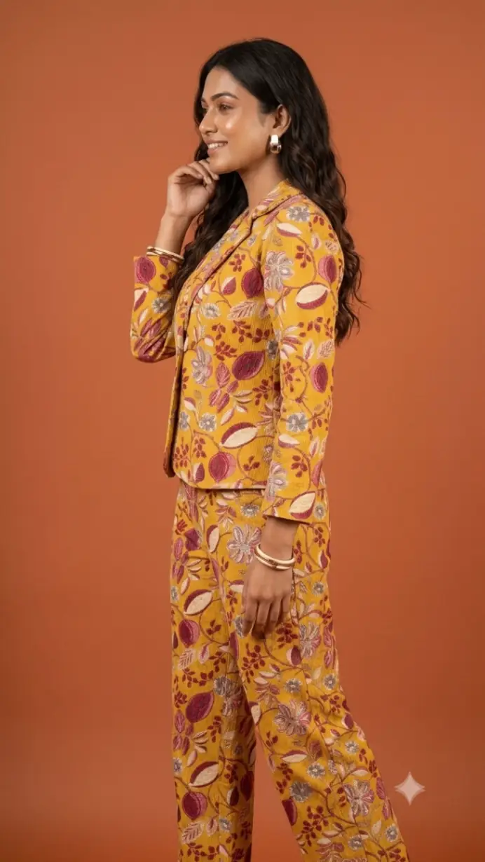 M Floral Pattern Blazer Set view 2