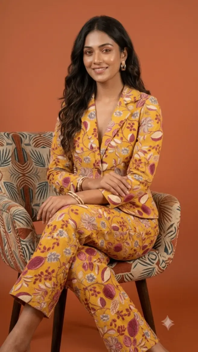 M Floral Pattern Blazer Set view 3