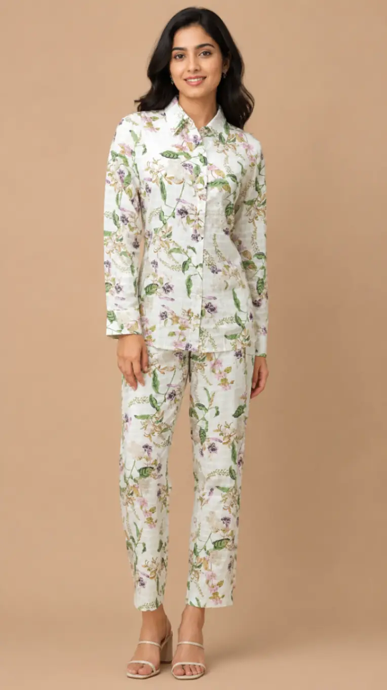 L Floral Printed cord set