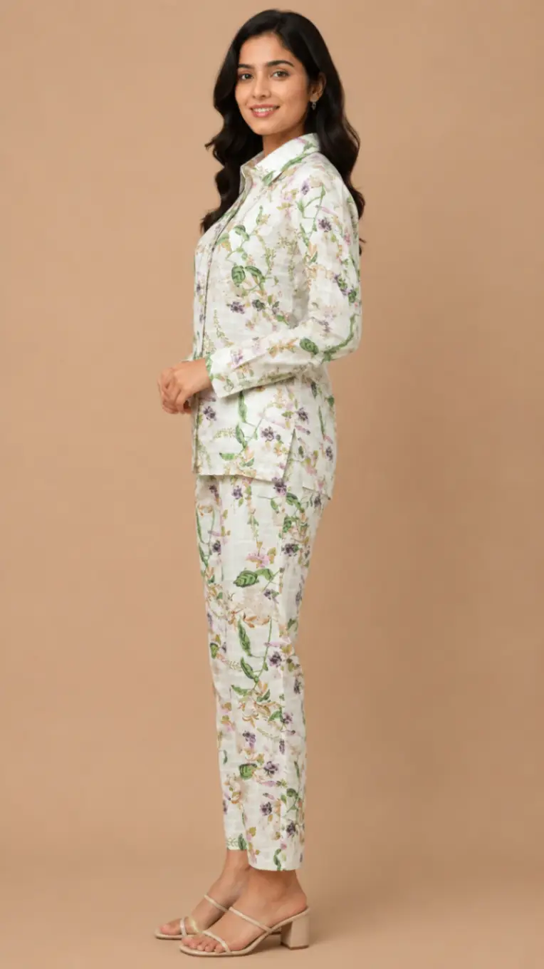 L Floral Printed cord set view 2