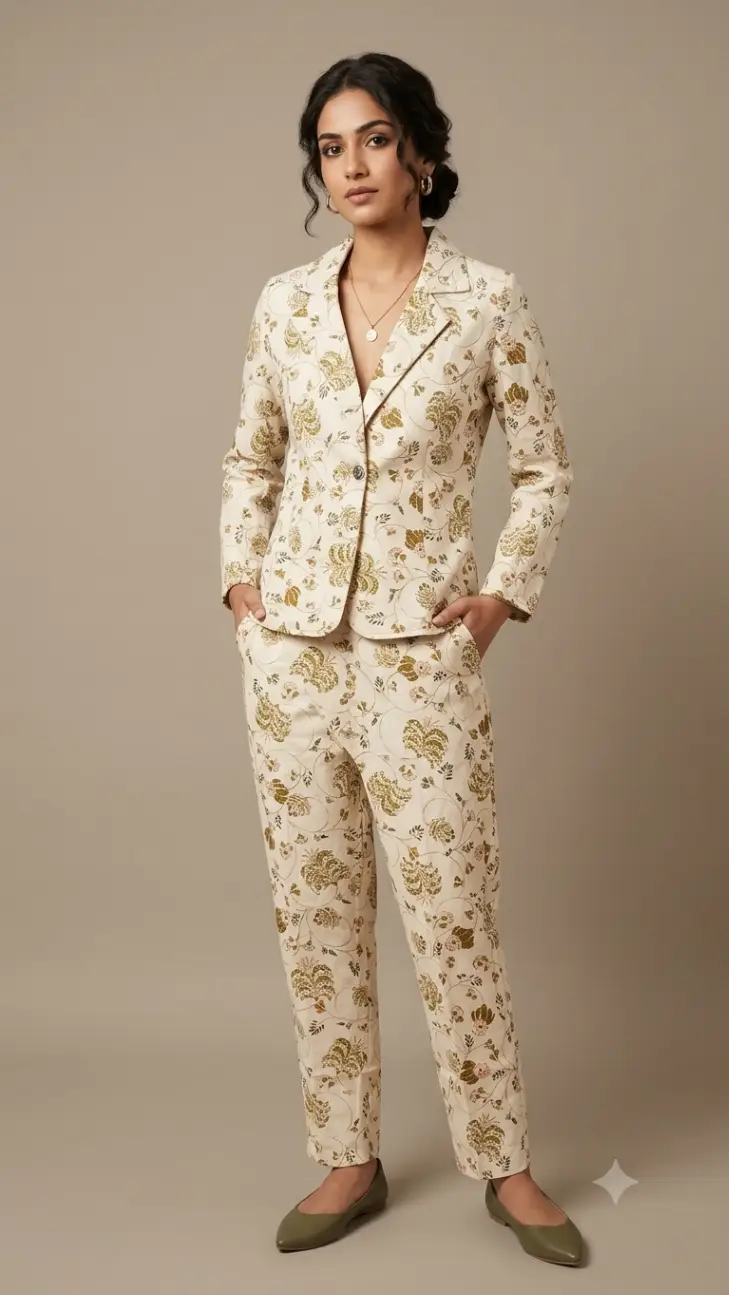 Floral Print Blazer Set