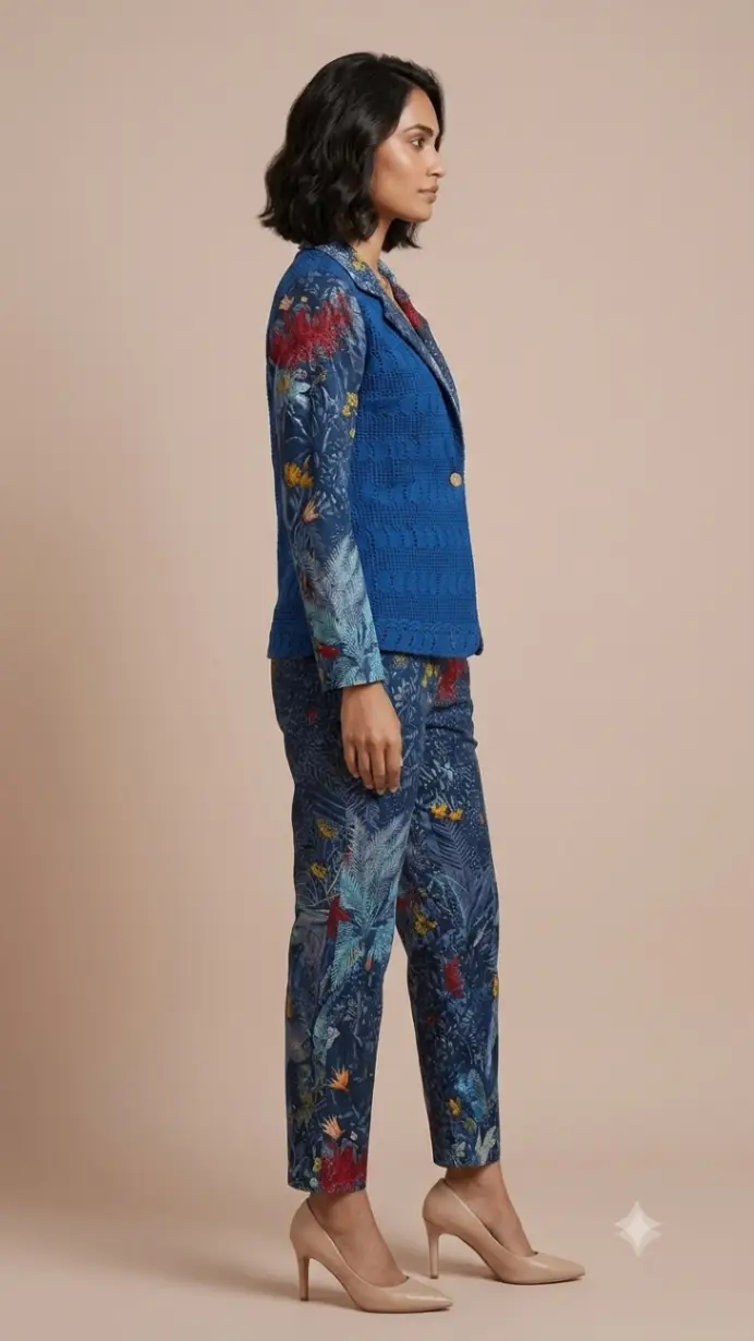 L Floral Print Blazer Set view 2