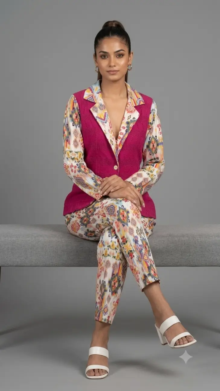 L Colorful hot pink Blazer Set view 2