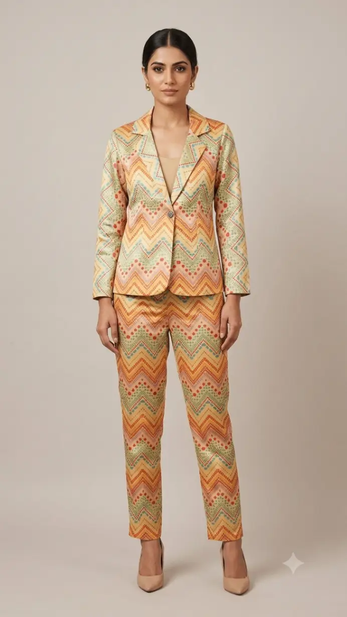 L Geometric Blazer Set