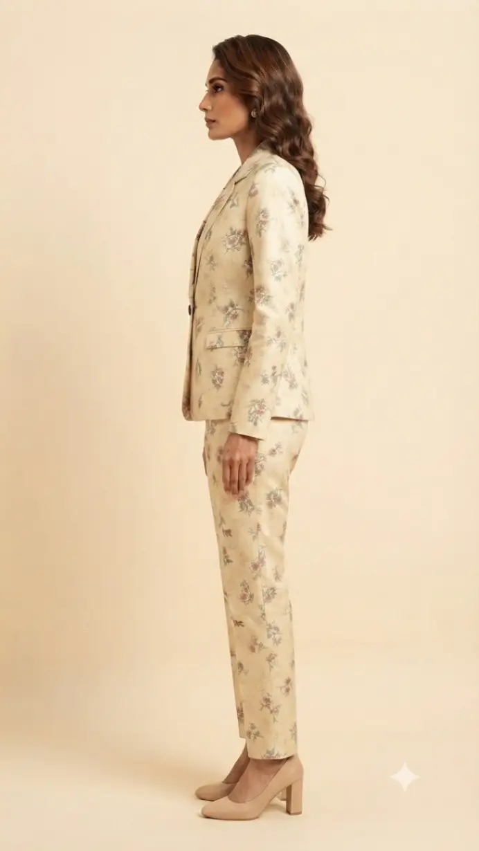 L Floral cotton Printed Blazer Set view 2