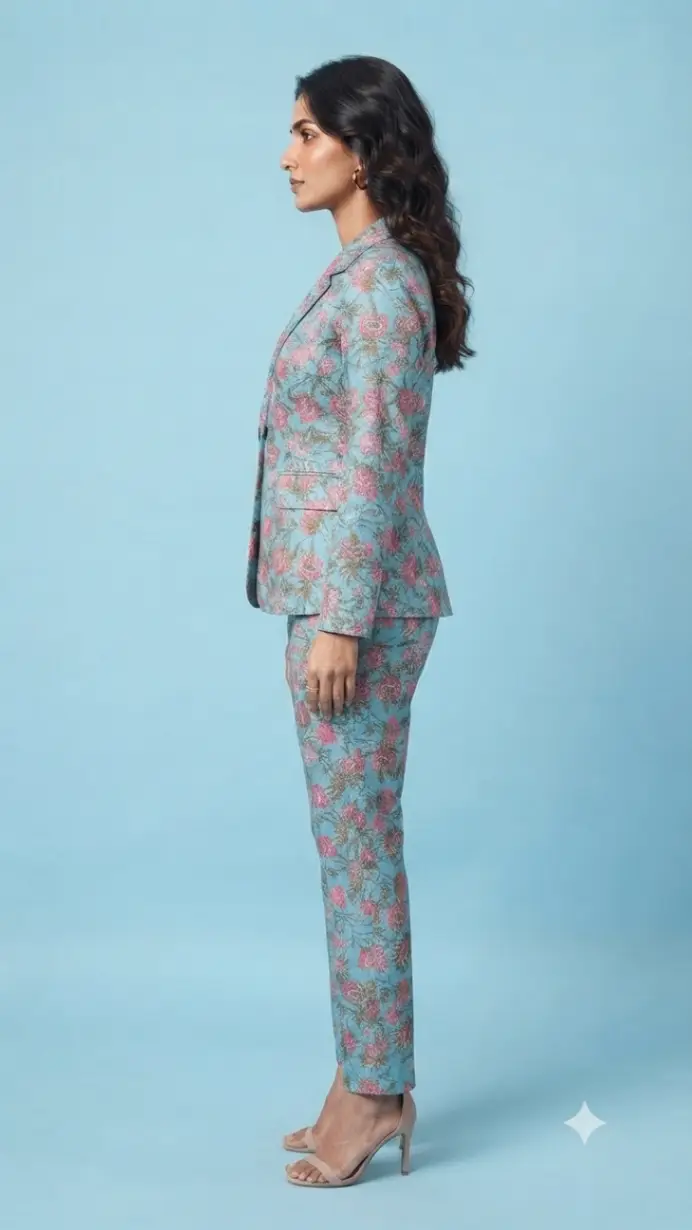 Xl Sky Blue Floral Blazer Set view 2
