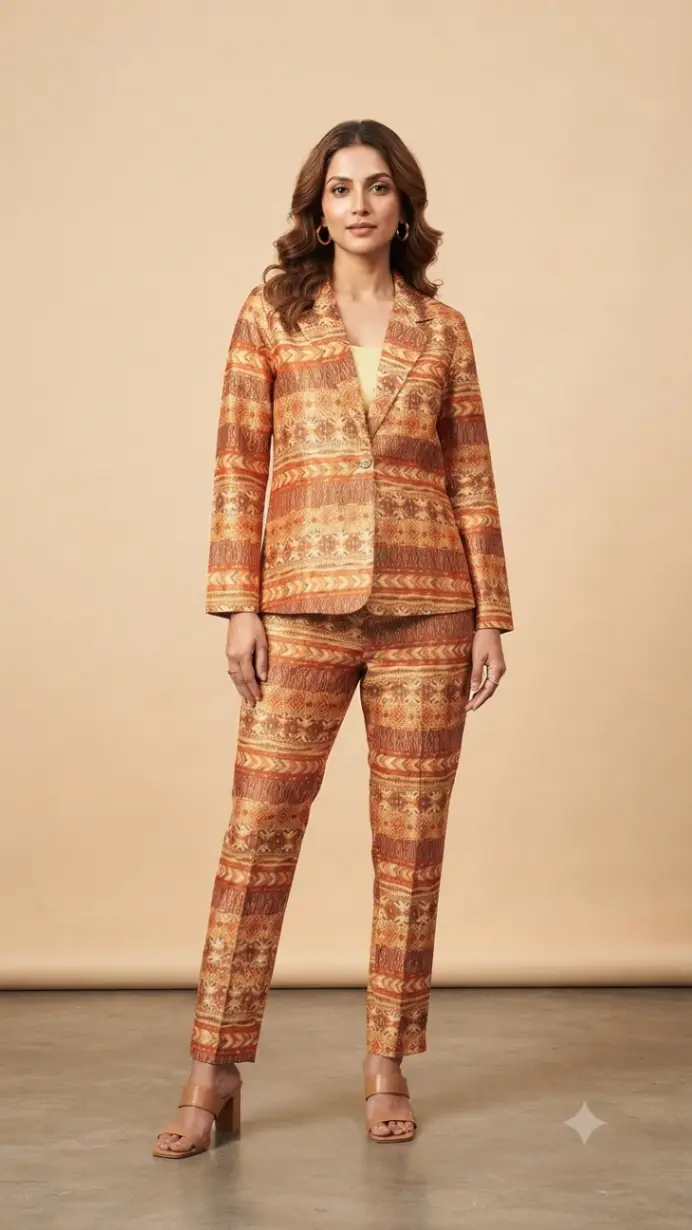 XL Artistic silk Blazer Set