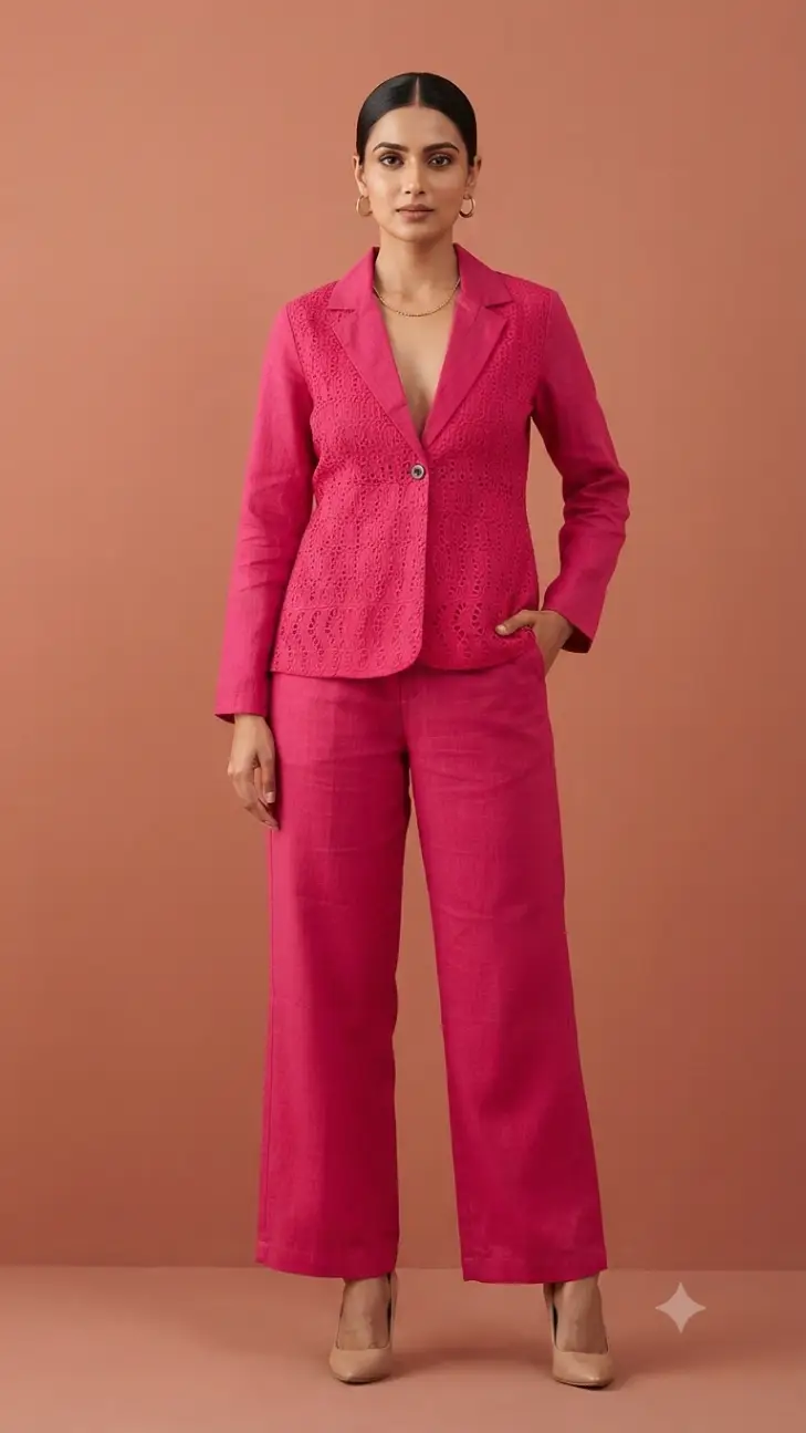 XL Hot pink chicken shifali 775 Blazer Set