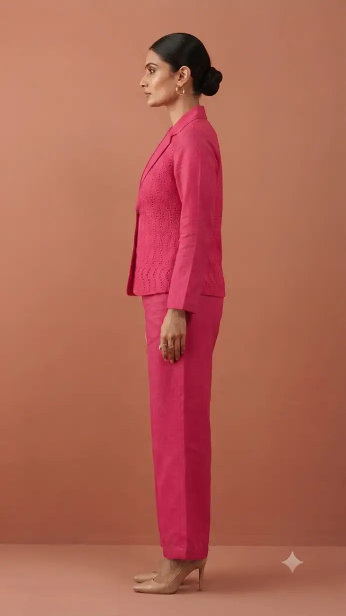 XL Hot pink chicken shifali 775 Blazer Set view 2