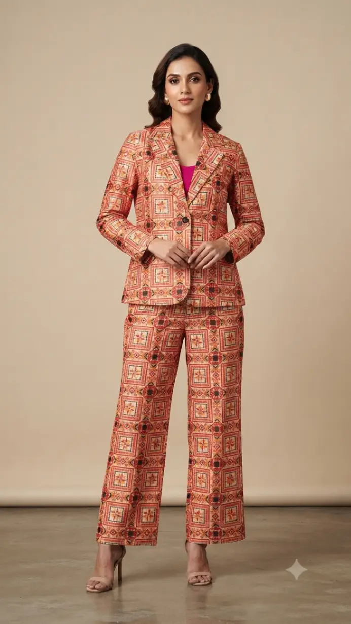 XXL silk Geometric 775 Blazer Set